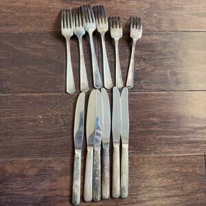 International Silver Plate Hollywood Set of 12 Forks Knives Silverplate Flatware